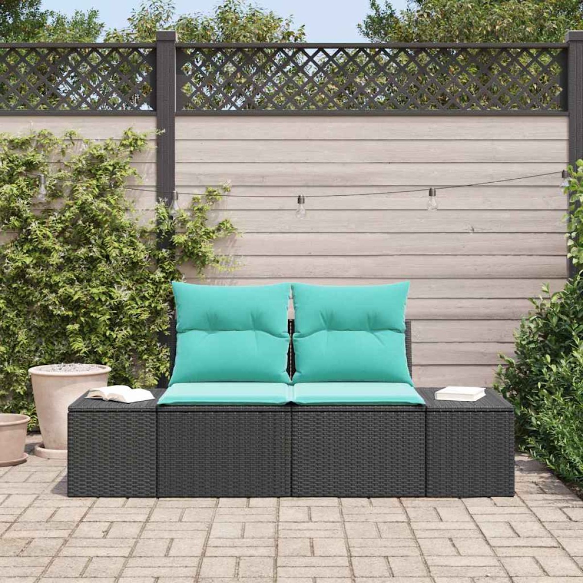 vidaXL Καναπές Κήπου με μαξιλάρι 184 x 62 x 69 εκ. συνθετικό ρατάν