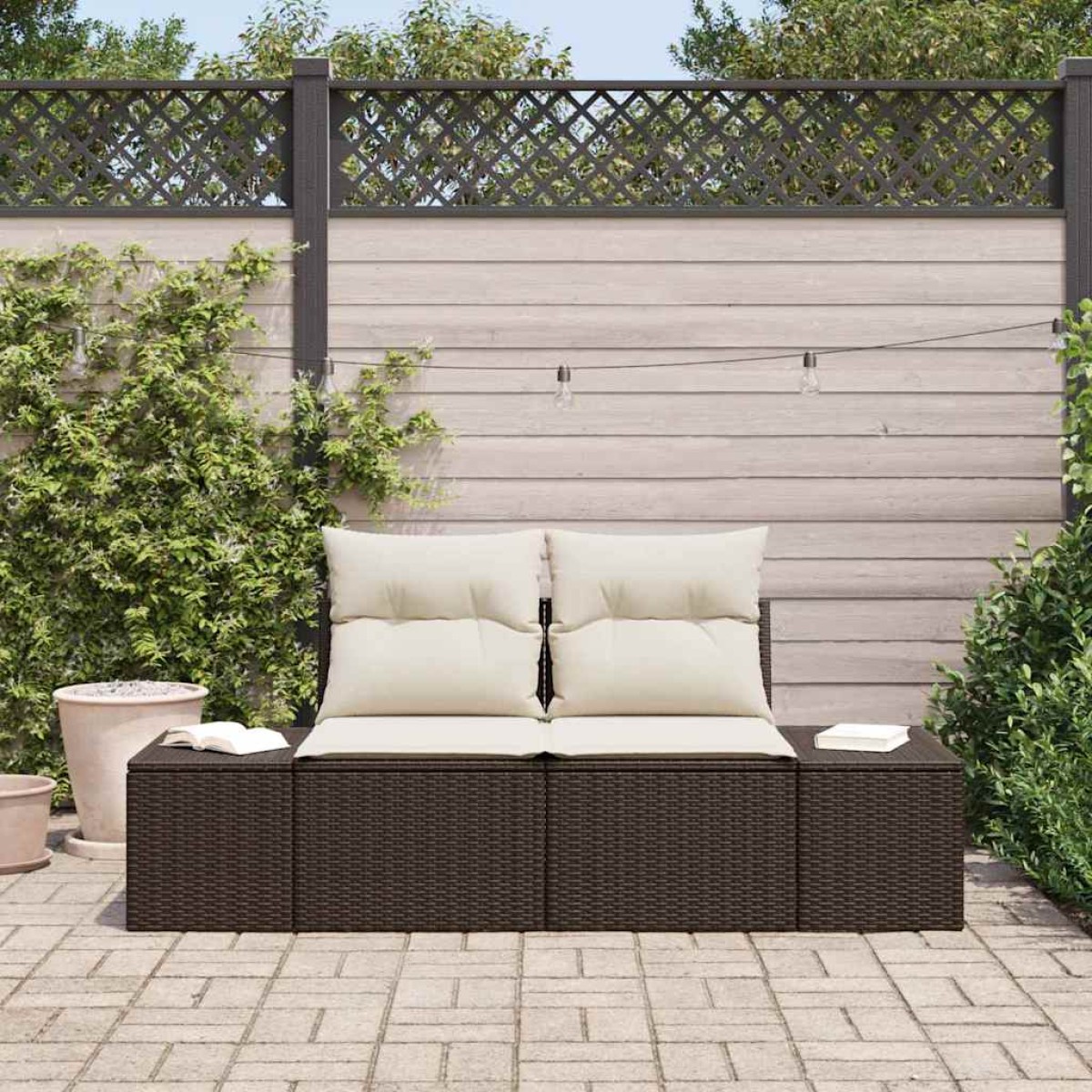 vidaXL Καναπές Κήπου Καφέ 184 x 62 x 69 εκ. συνθετικό ρατάν