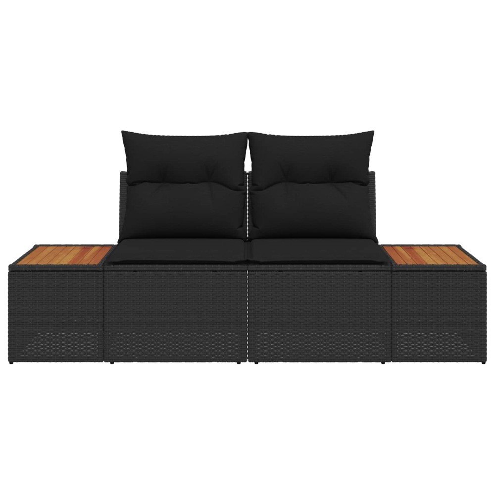 vidaXL Καναπές Κήπου Μαύρο 184 x 62 x 85εκ συνθετικό ρατάν