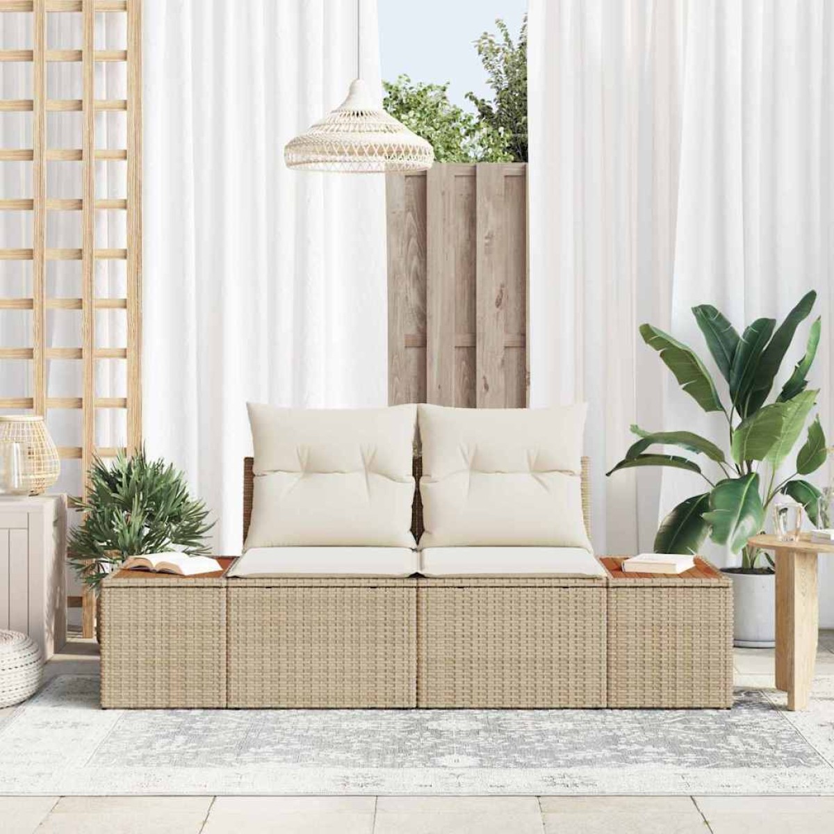 vidaXL Καναπές Κήπου Μπεζ 184 x 62 x 85εκ συνθετικό ρατάν