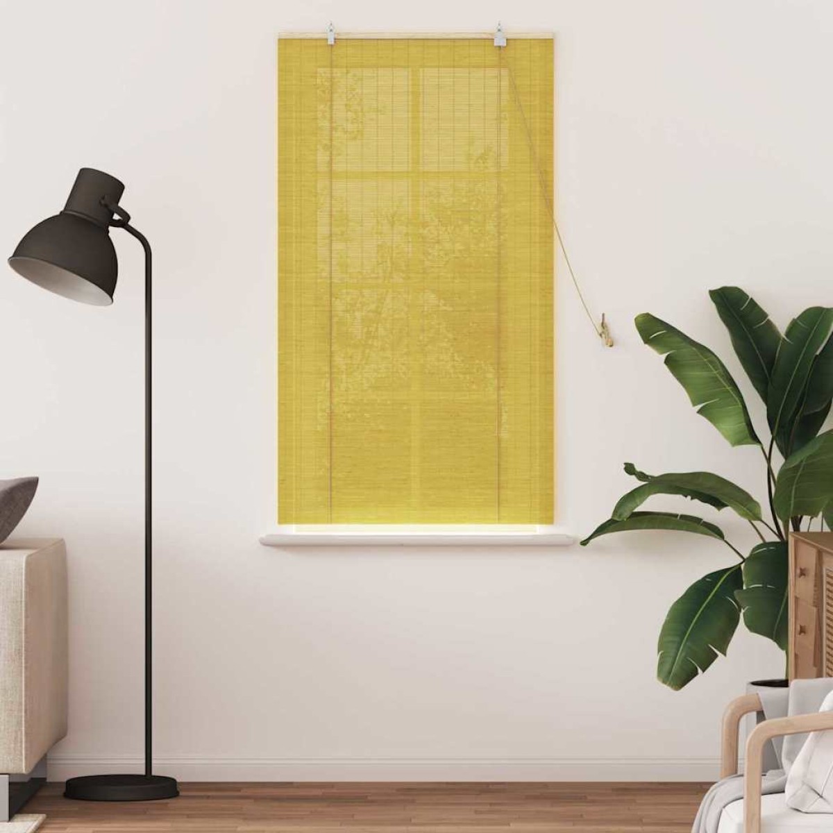 vidaXL Ρόλερ (στόρι) Κίτρινο 80 x 160 cm Μπαμπού