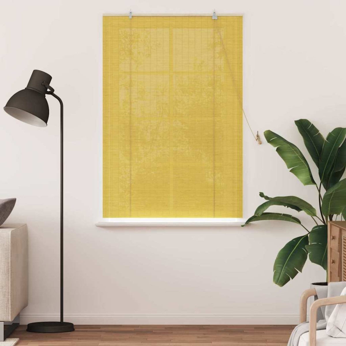vidaXL Ρόλερ (στόρι) Κίτρινο 100 x 160 cm Μπαμπού