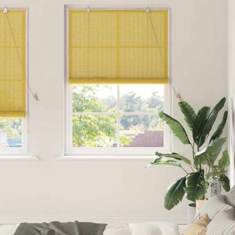 vidaXL Ρόλερ (στόρι) Κίτρινο 120 x 220 cm Μπαμπού