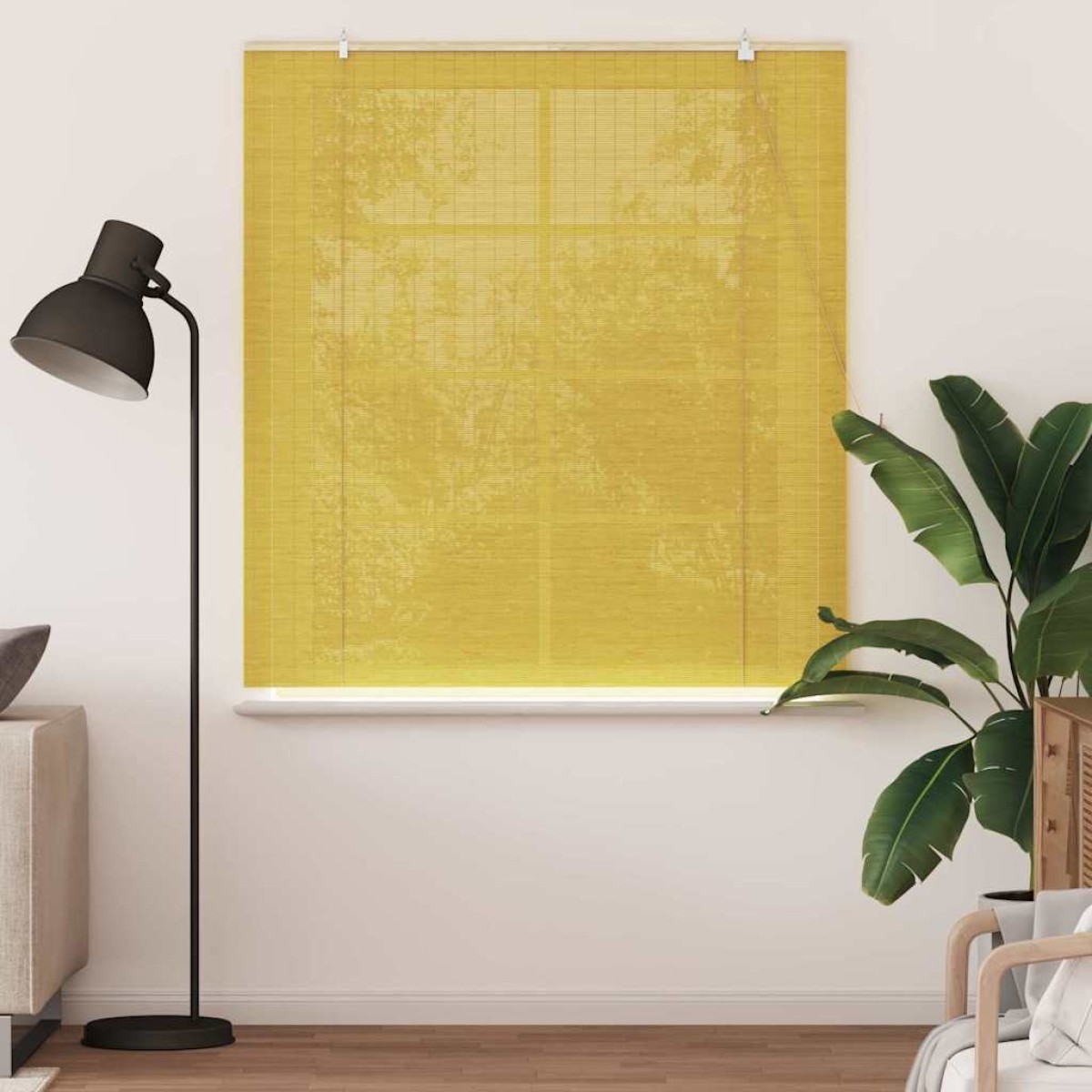 vidaXL Ρόλερ (στόρι) Κίτρινο 150 x 160 cm Μπαμπού