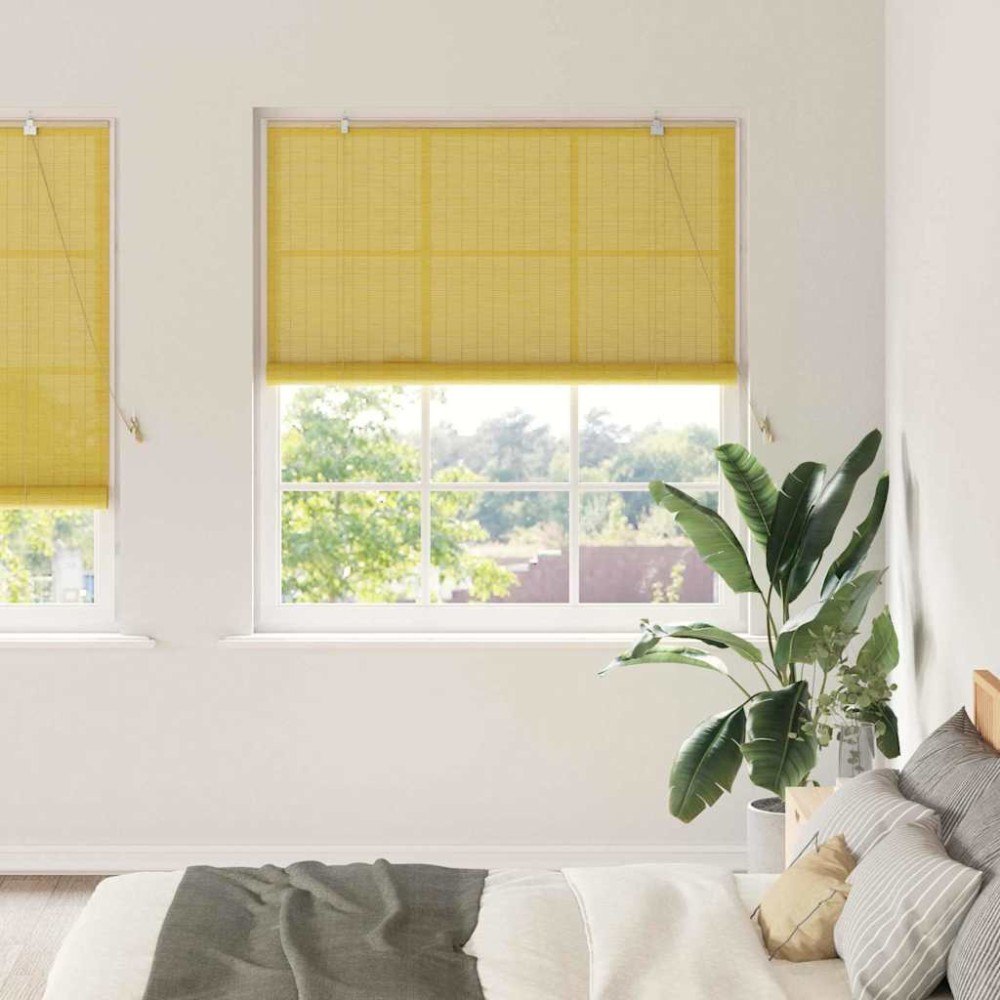 vidaXL Ρόλερ (στόρι) Κίτρινο 150 x 220 cm Μπαμπού
