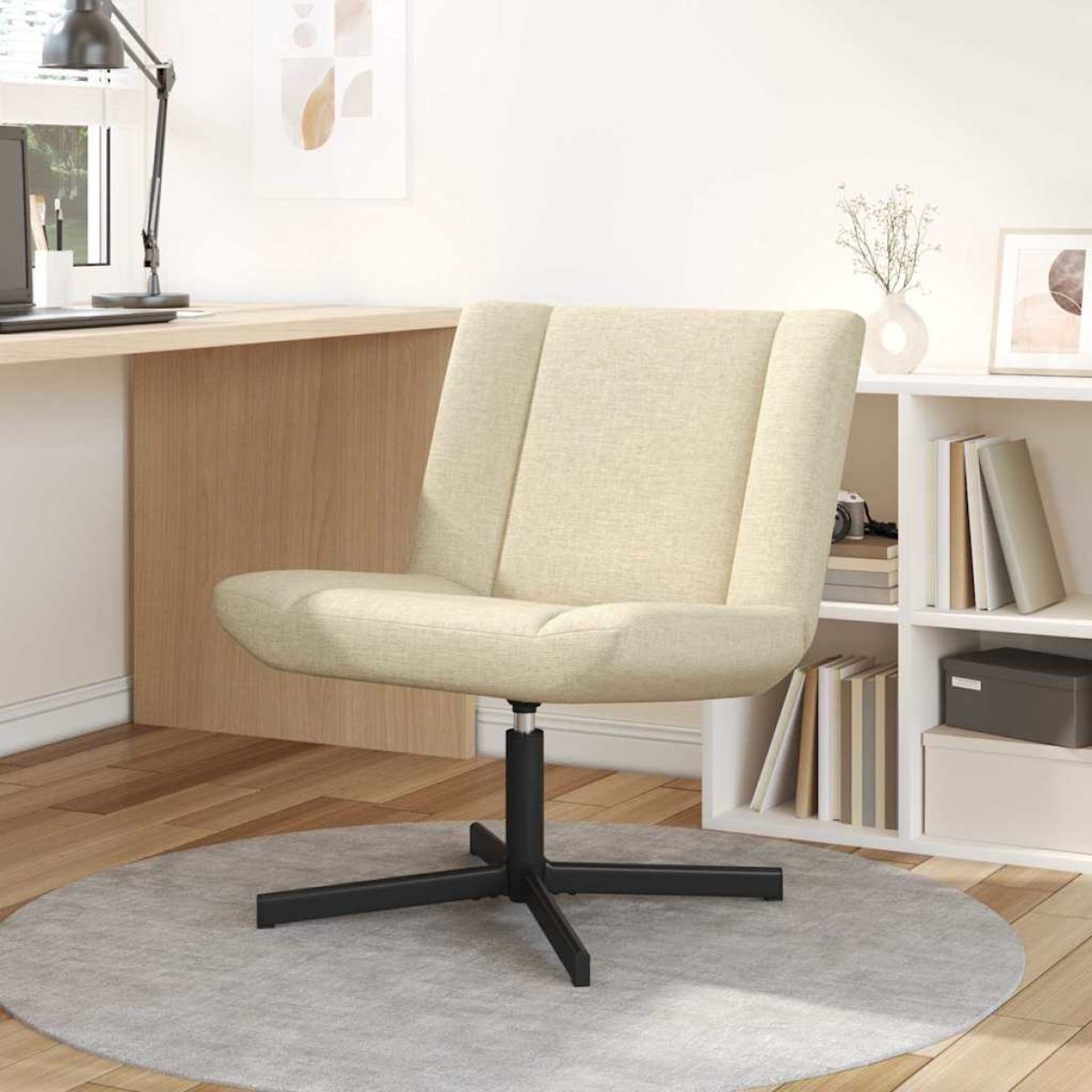 vidaXL Περιστρεφόμενη καρέκλα Κρεμ 63 x 75 x 76 εκ ύφασμα