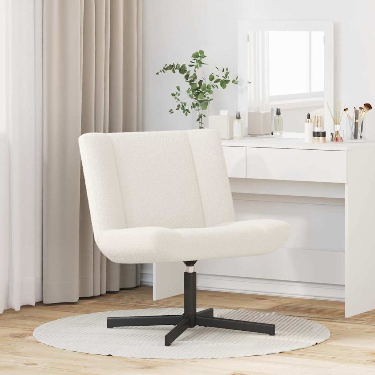 vidaXL Περιστρεφόμενη καρέκλα Κρεμ 63 x 75 x 76 εκ Δέρμα Πρόβατου