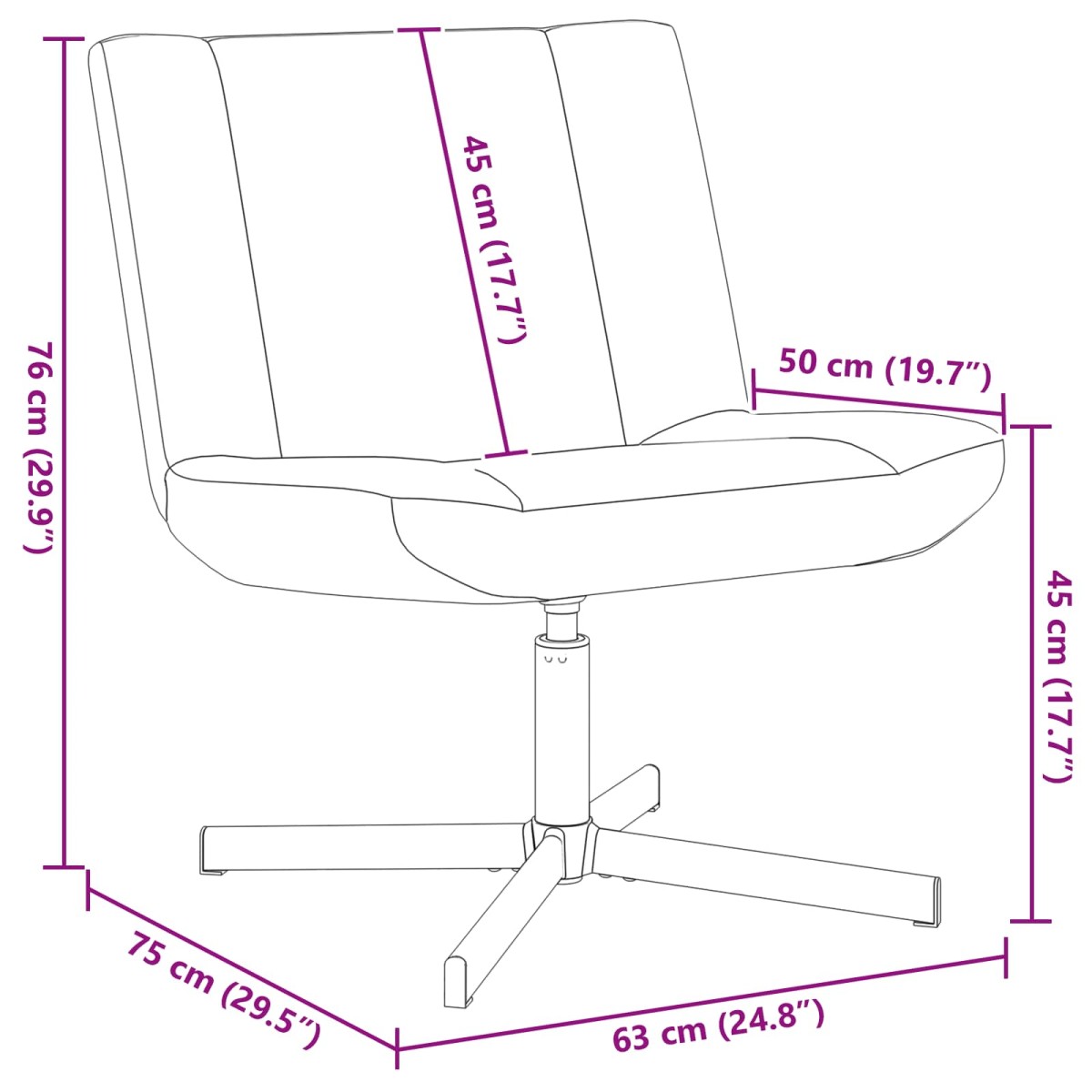 vidaXL Περιστρεφόμενη καρέκλα Ροζ 63 x 75 x 76 εκ Δέρμα Πρόβατου