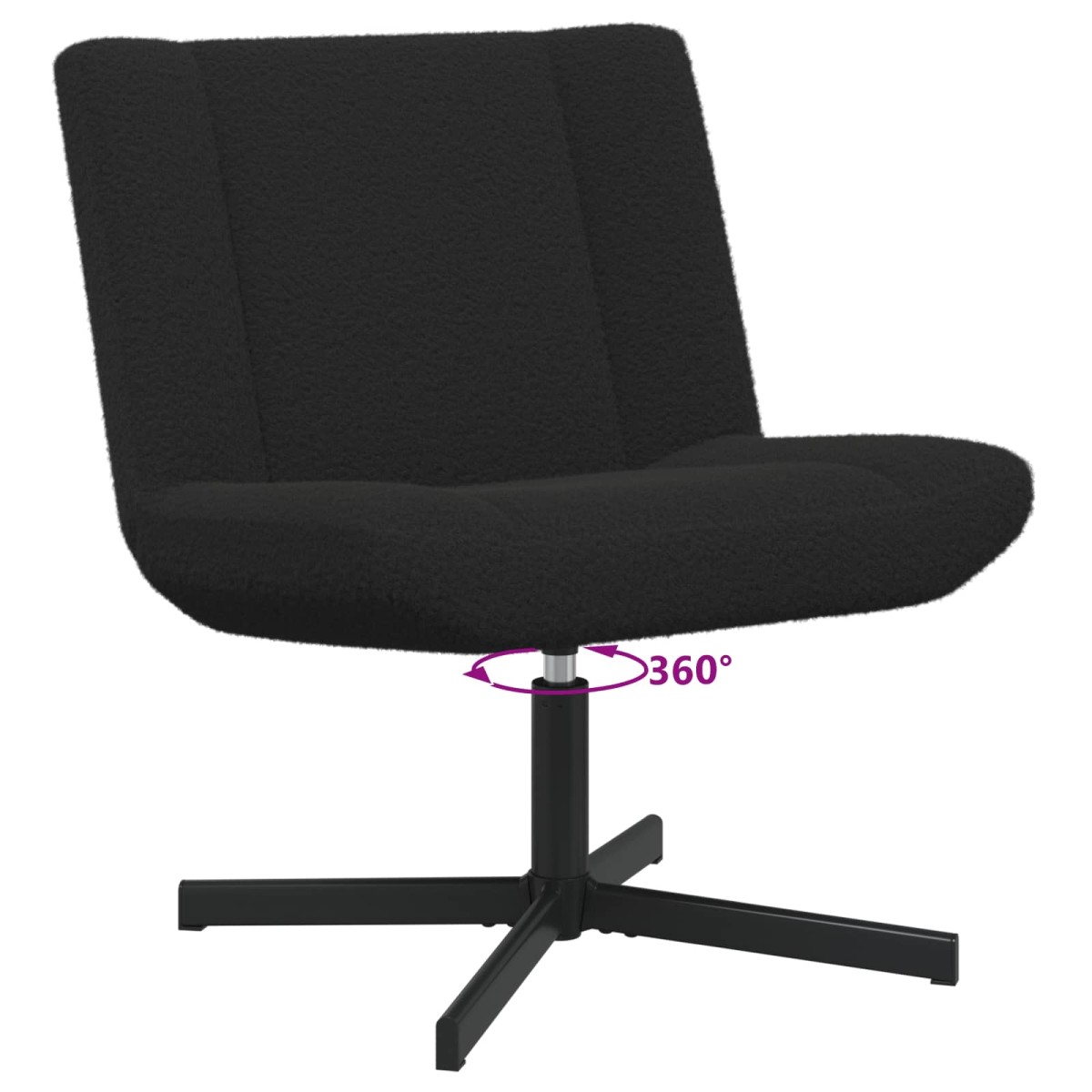 vidaXL Περιστρεφόμενη καρέκλα Μαύρο 63 x 75 x 76 εκ Δέρμα Πρόβατου