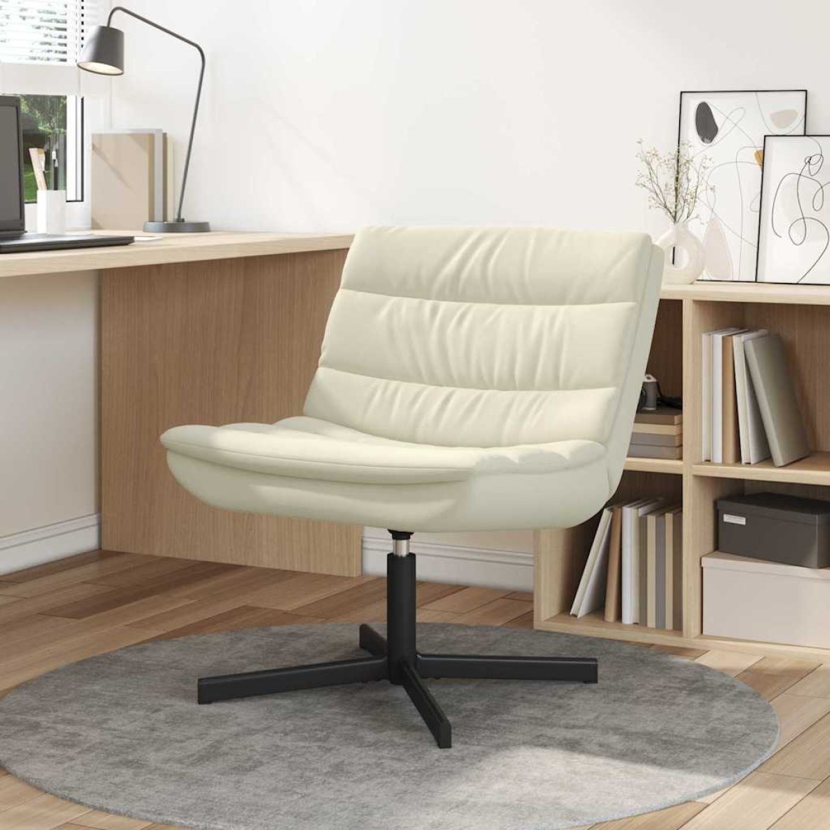 vidaXL Περιστρεφόμενη καρέκλα Κρεμ 63 x 75 x 76 εκ Τεχνητό Δέρμα
