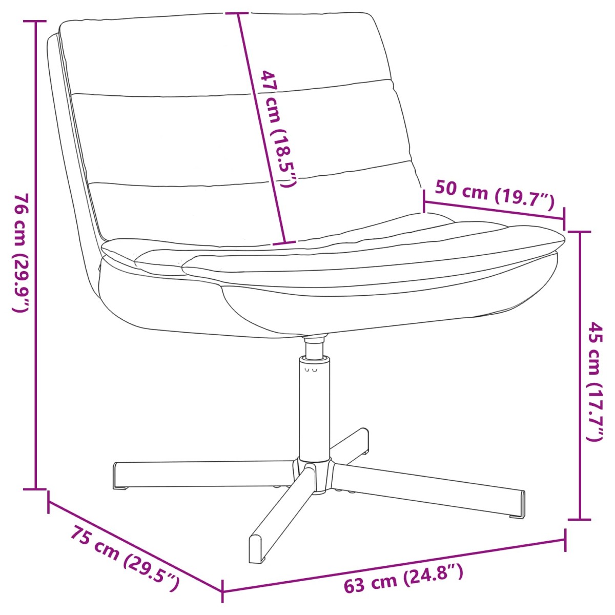 vidaXL Περιστρεφόμενη καρέκλα Καφέ 63 x 75 x 76 εκ Λαμπερό PU