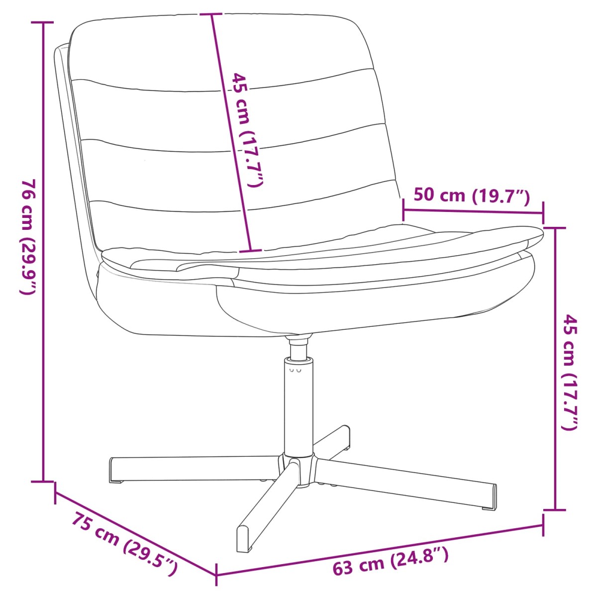vidaXL Περιστρεφόμενη καρέκλα Σκούρο Γκρι 63 x 75 x 76 εκ ύφασμα