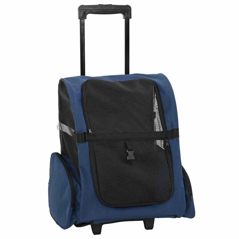 vidaXL Καρότσι Κατοικίδιων 3 σε 1 Μπλε 48x32x(57-106) εκ. από Ύφασμα Oxford