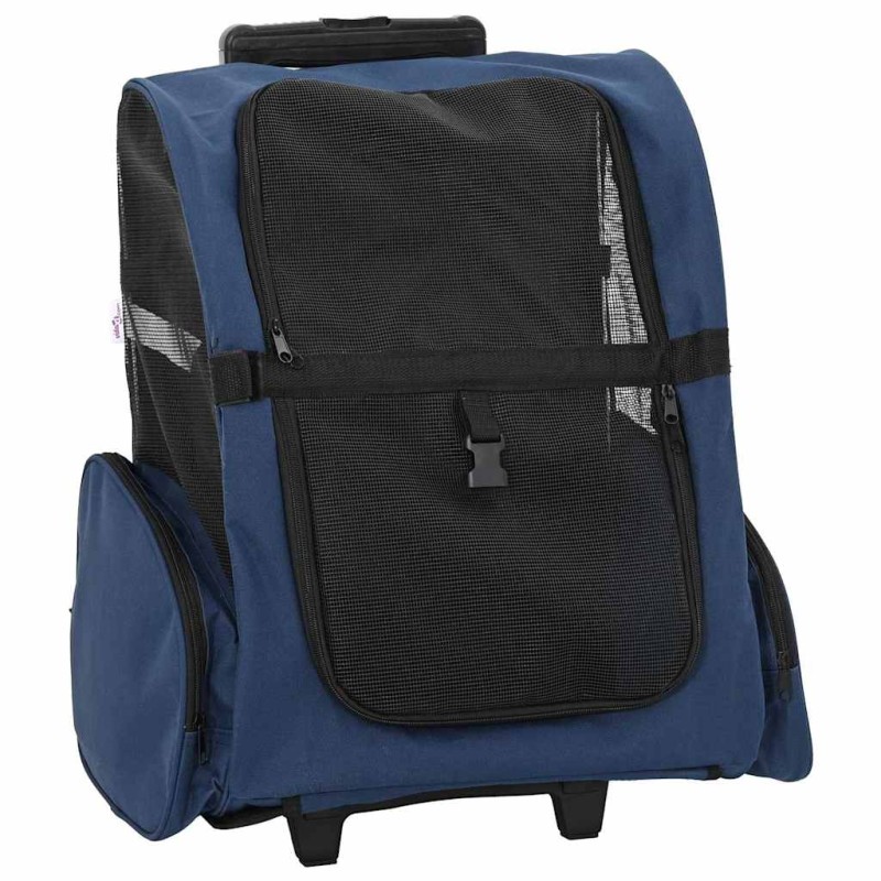 vidaXL Καρότσι Κατοικίδιων 3 σε 1 Μπλε 48x32x(57-106) εκ. από Ύφασμα Oxford