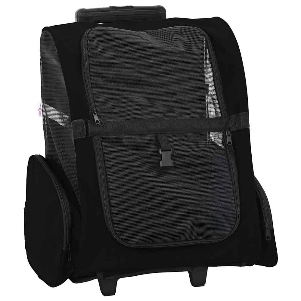vidaXL Καρότσι Κατοικίδιων 3 σε 1 Μαύρο Ύφασμα Oxford 48x32x(57-106) εκ.