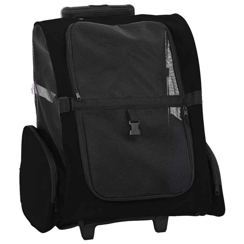 vidaXL Καρότσι Κατοικίδιων 3 σε 1 Μαύρο Ύφασμα Oxford 48x32x(57-106) εκ.