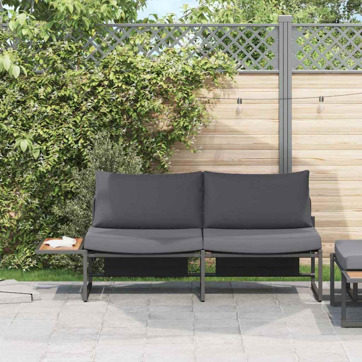 vidaXL Καναπές Κήπου με μαξιλάρι Ανθρακί 200,5 x 70 x 85,5 εκ. Ατσάλι