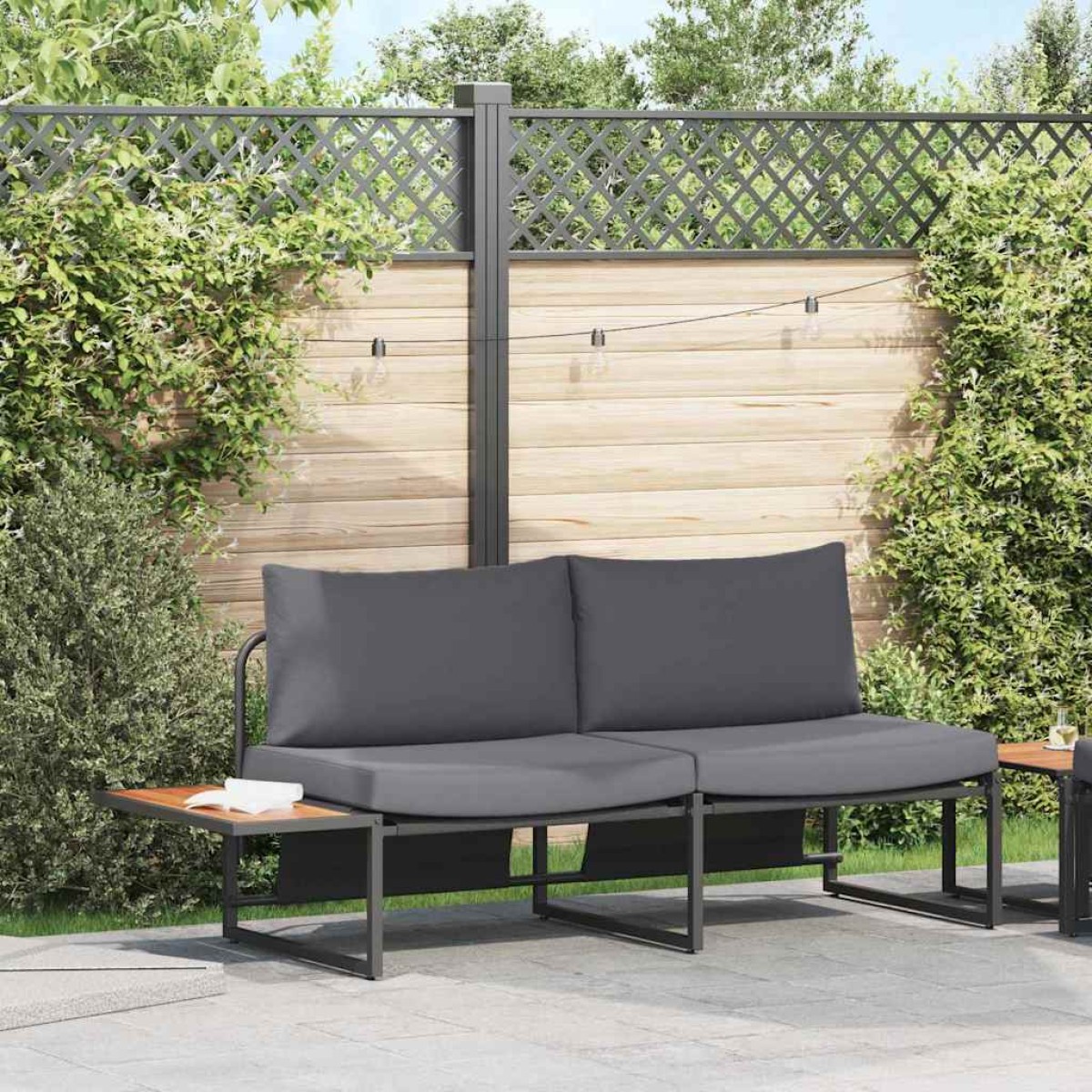 vidaXL Καναπές Κήπου με μαξιλάρι Ανθρακί 200,5 x 70 x 85,5 εκ. Ατσάλι
