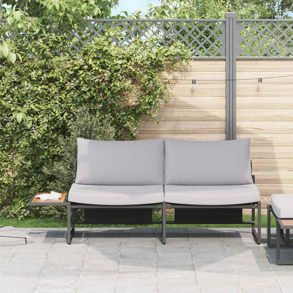 vidaXL Καναπές Κήπου Ανοιχτό γκρι 200,5 x 70 x 85,5 εκ. Ατσάλι