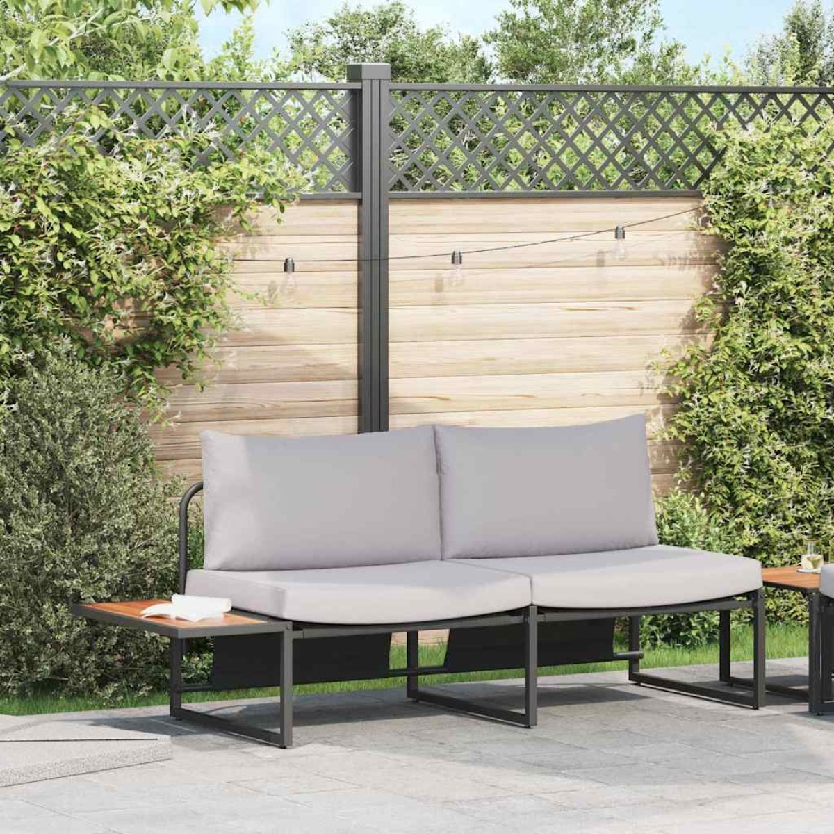 vidaXL Καναπές Κήπου Ανοιχτό γκρι 200,5 x 70 x 85,5 εκ. Ατσάλι