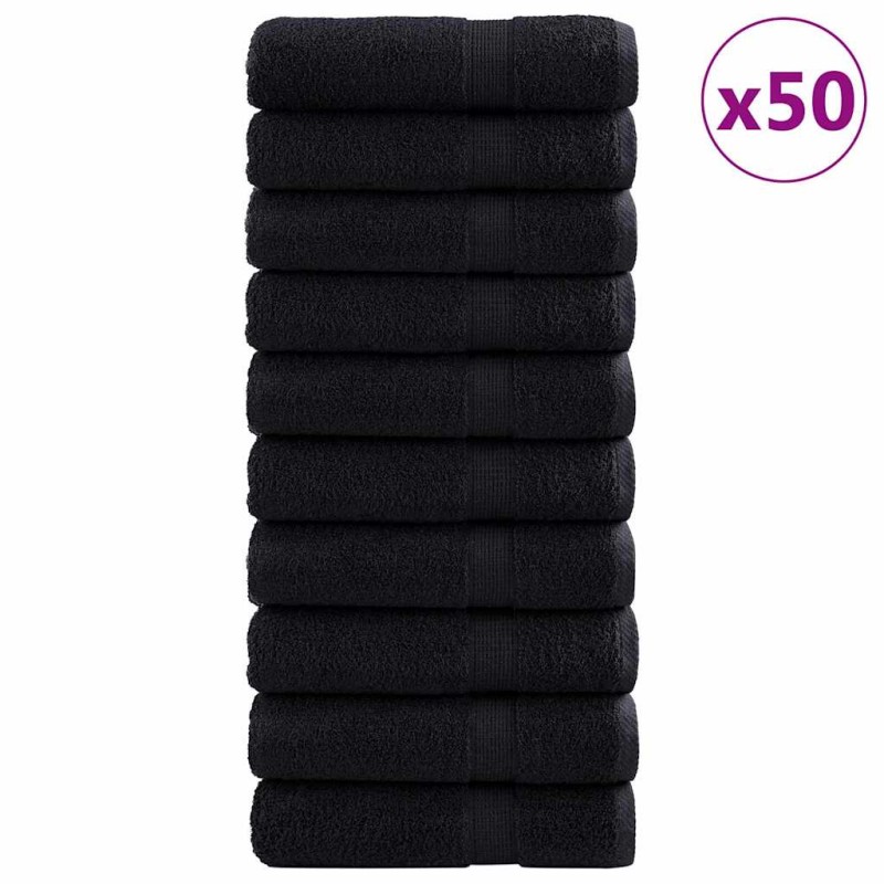 vidaXL Πετσέτα Επισκεπτών SOLUND 50 τμχ. Μαύρο 50 x 100 cm 550 gsm