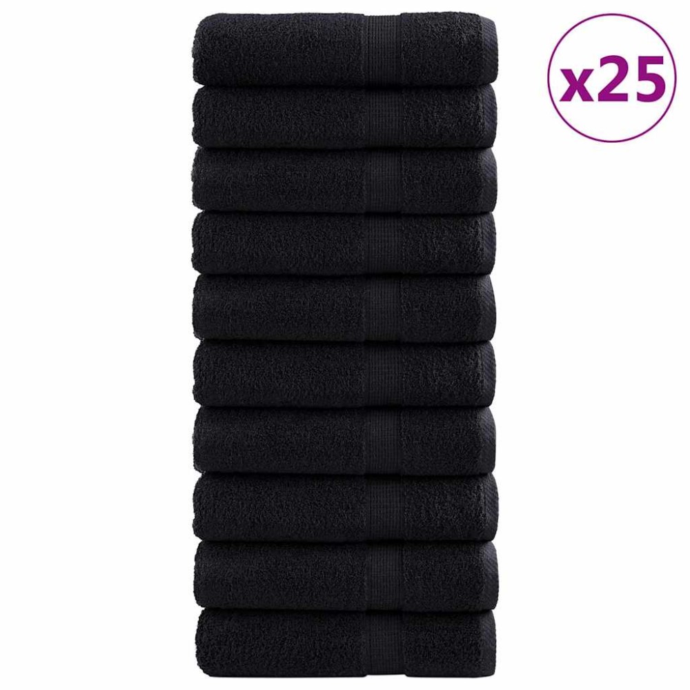 vidaXL Πετσέτα Επισκεπτών SOLUND 25 τμχ. Μαύρο 70 x 140 cm 550 gsm
