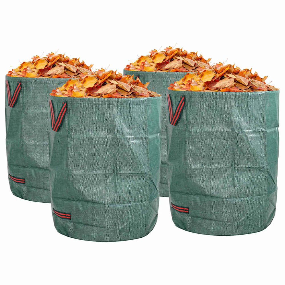 vidaXL Σακούλες Σκουπιδιών Κήπου 4 pcs 300 l Πράσινο Πολυπροπυλένιο