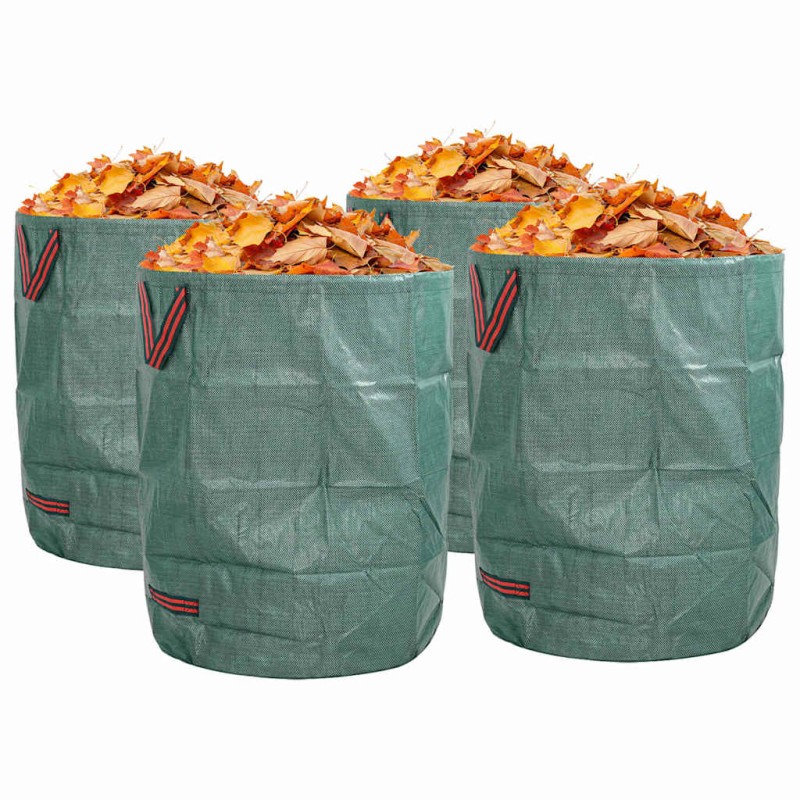 vidaXL Σακούλες Σκουπιδιών Κήπου 4 pcs 300 l Πράσινο Πολυπροπυλένιο