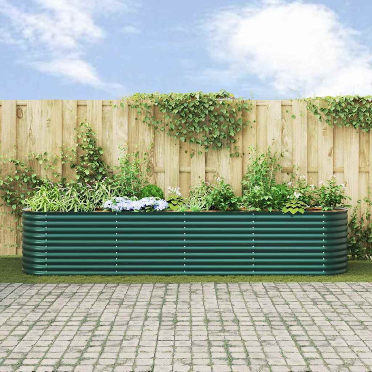 vidaXL Ανεβασμένο Κρεβάτι Πράσινο 400 x 80 x 81 cm Ατσάλι