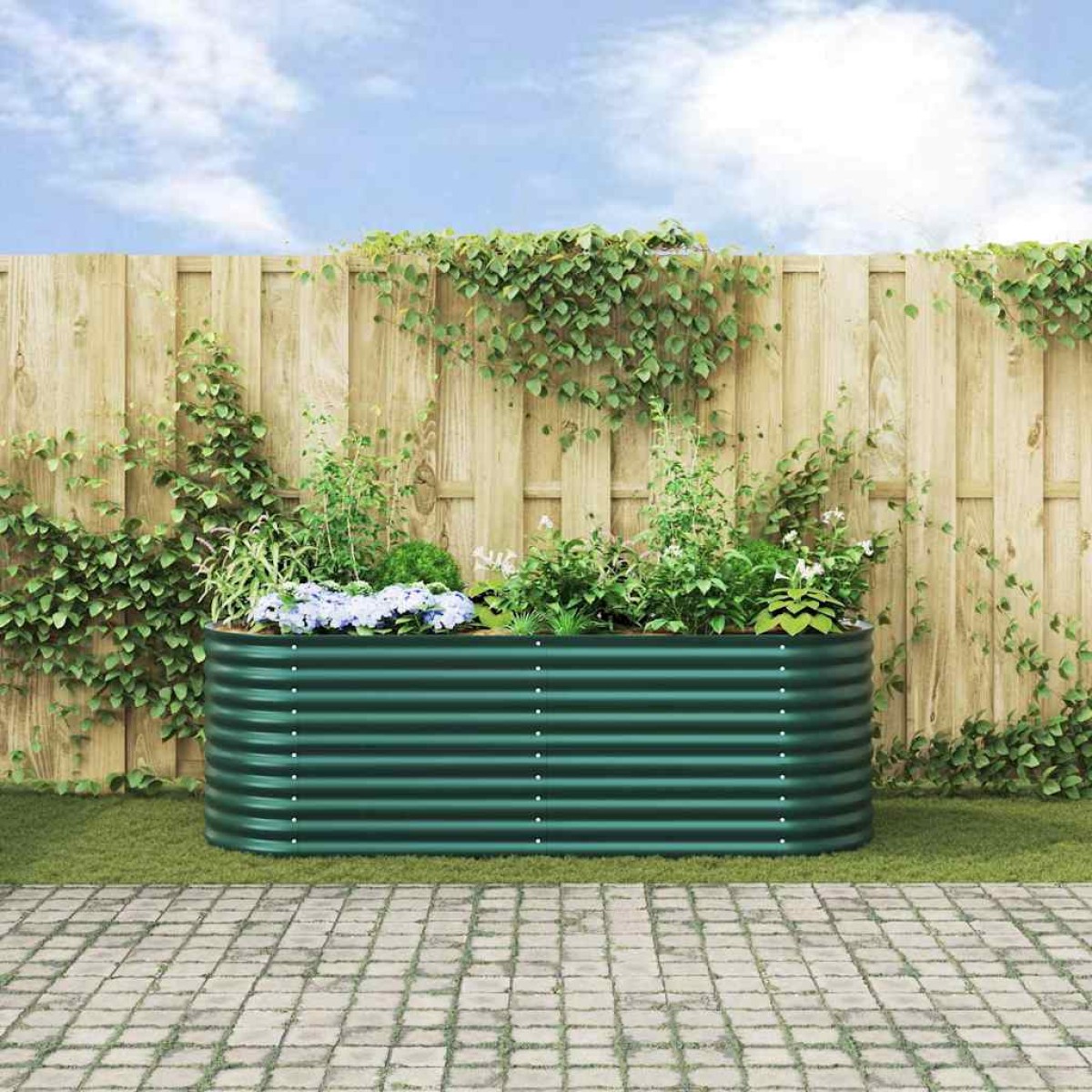 vidaXL Ανεβασμένο Κρεβάτι Πράσινο 240 x 80 x 81 cm Ατσάλι