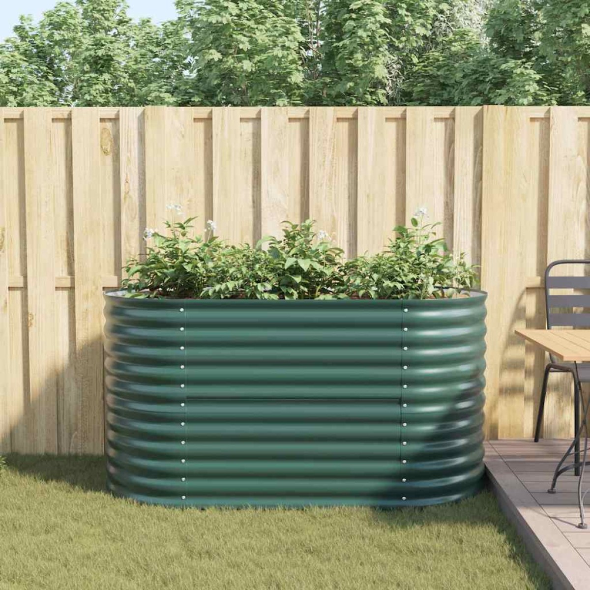 vidaXL Ανεβασμένο Κρεβάτι Πράσινο 160 x 80 x 81 cm Ατσάλι