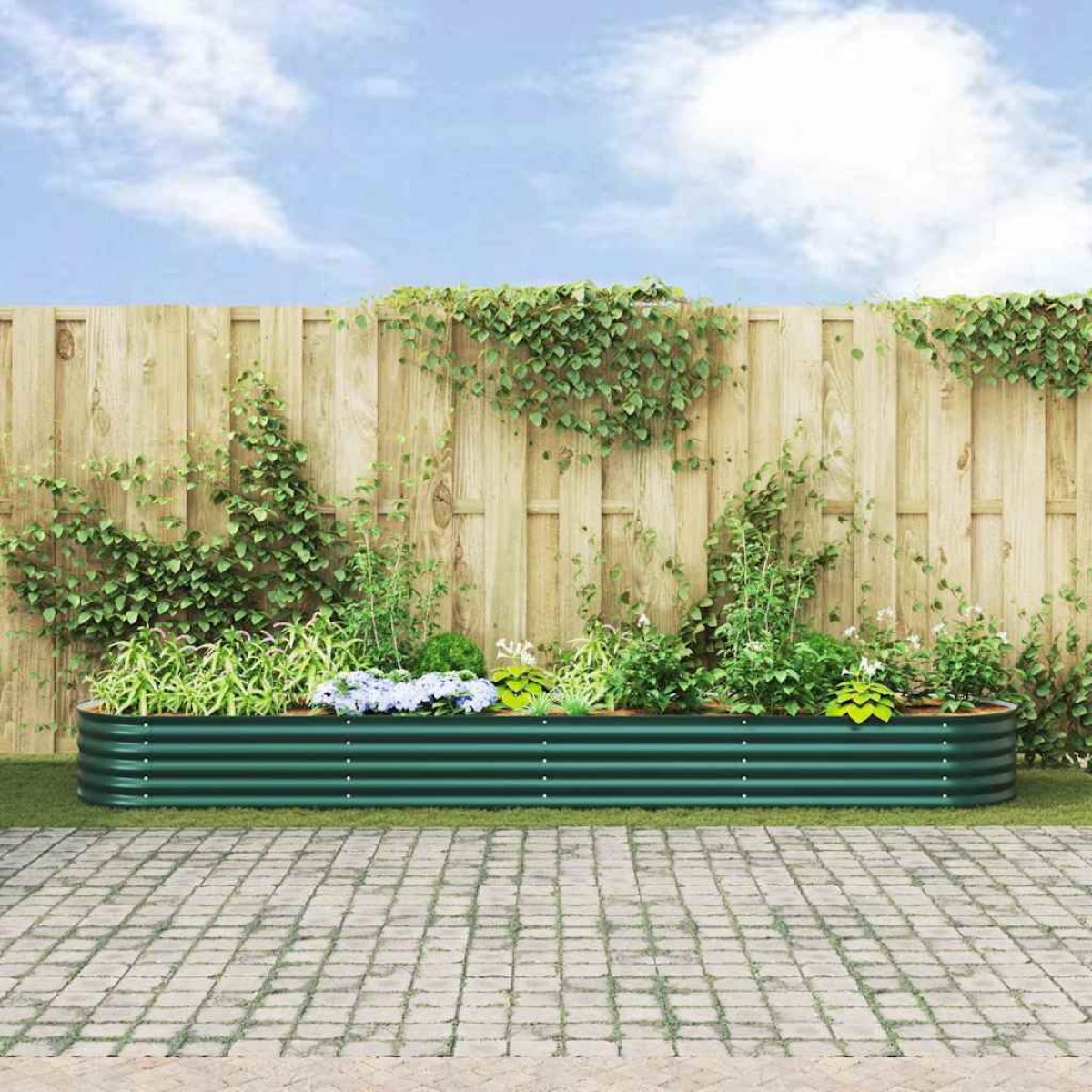 vidaXL Ανεβασμένο Κρεβάτι Πράσινο 400 x 80 x 44 cm Ατσάλι