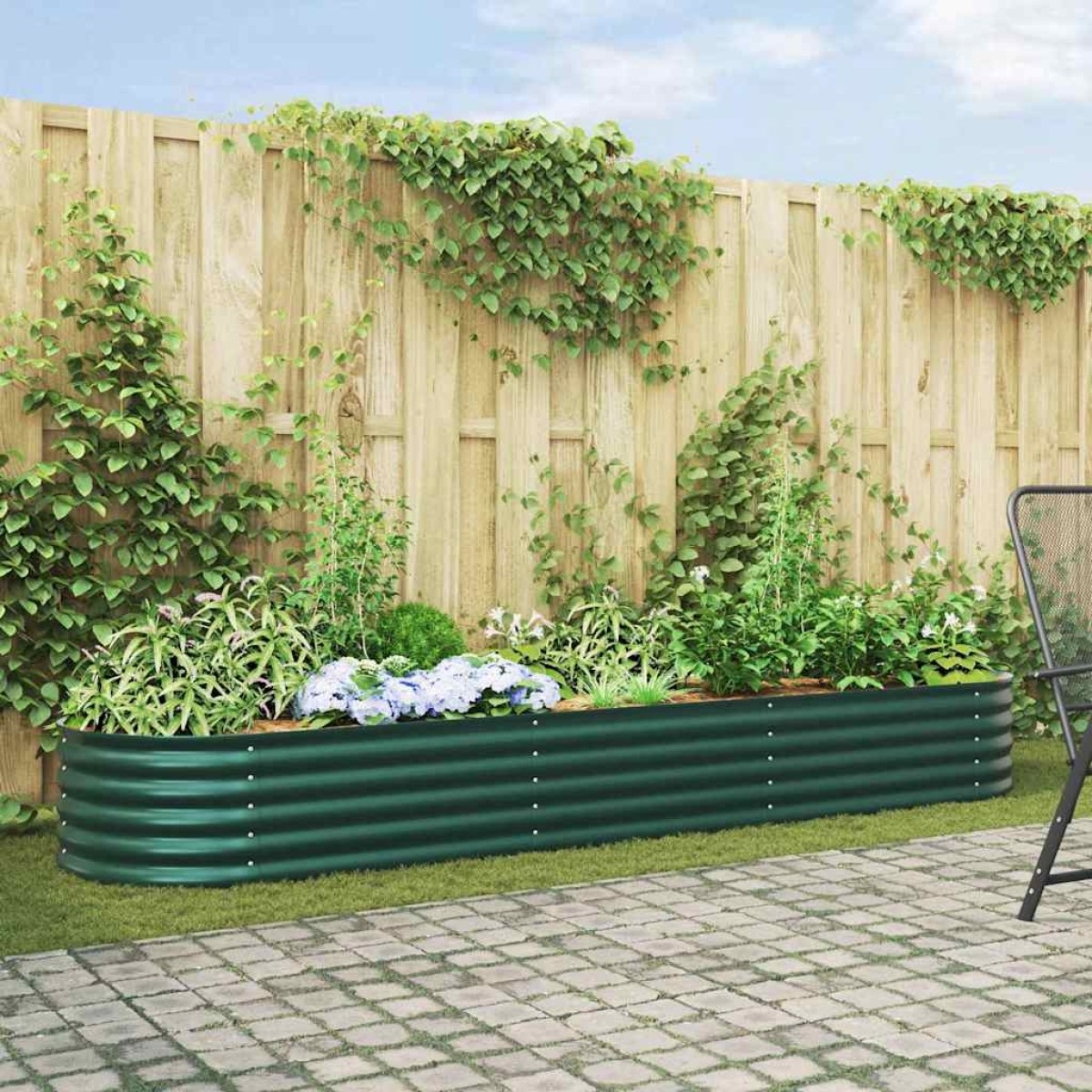 vidaXL Ανεβασμένο Κρεβάτι Πράσινο 320 x 80 x 44 cm Ατσάλι