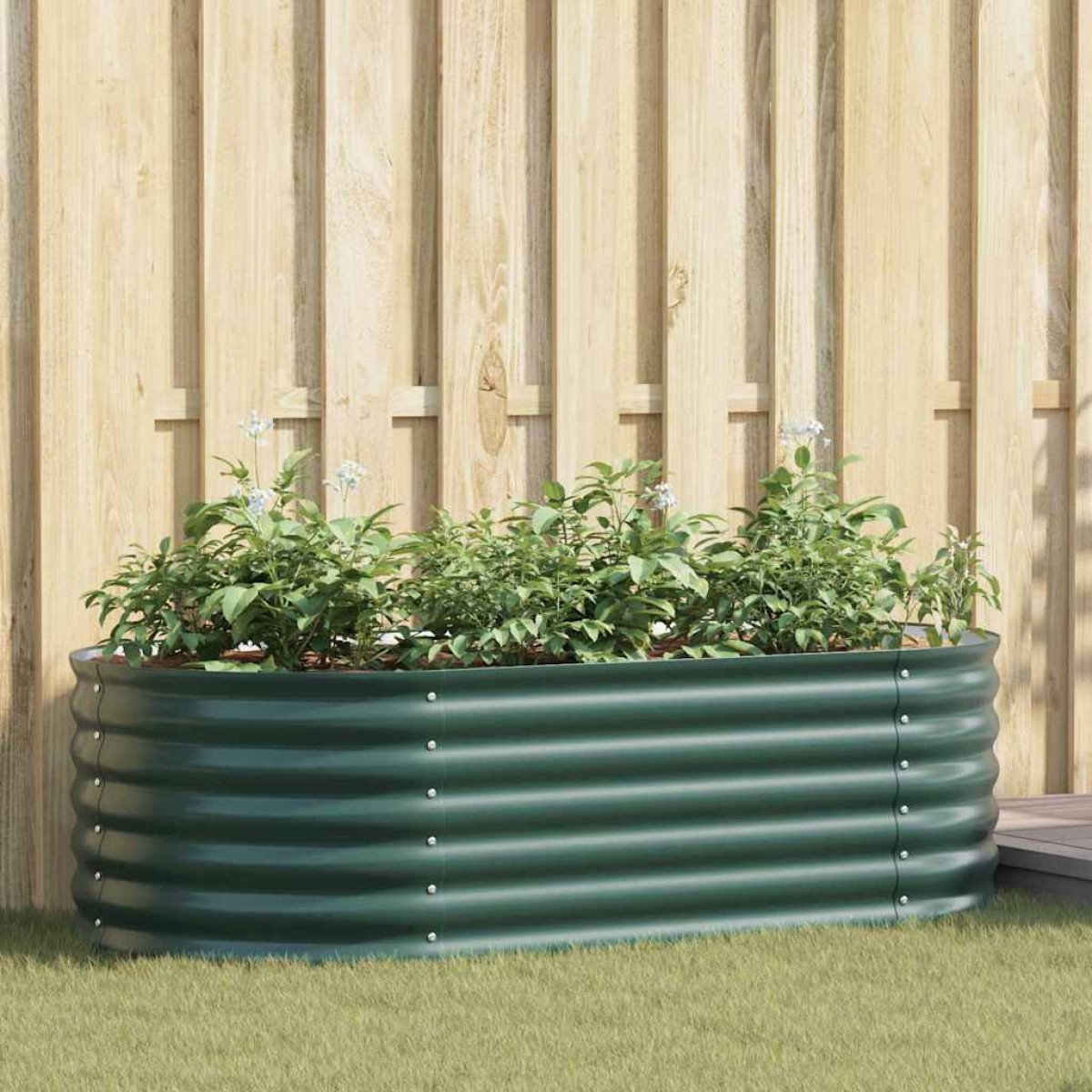 vidaXL Ανεβασμένο Κρεβάτι Πράσινο 160 x 80 x 44 cm Ατσάλι