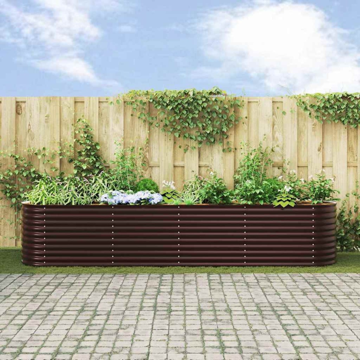 vidaXL Ανεβασμένο Κρεβάτι Καφέ 400 x 80 x 81 cm Ατσάλι