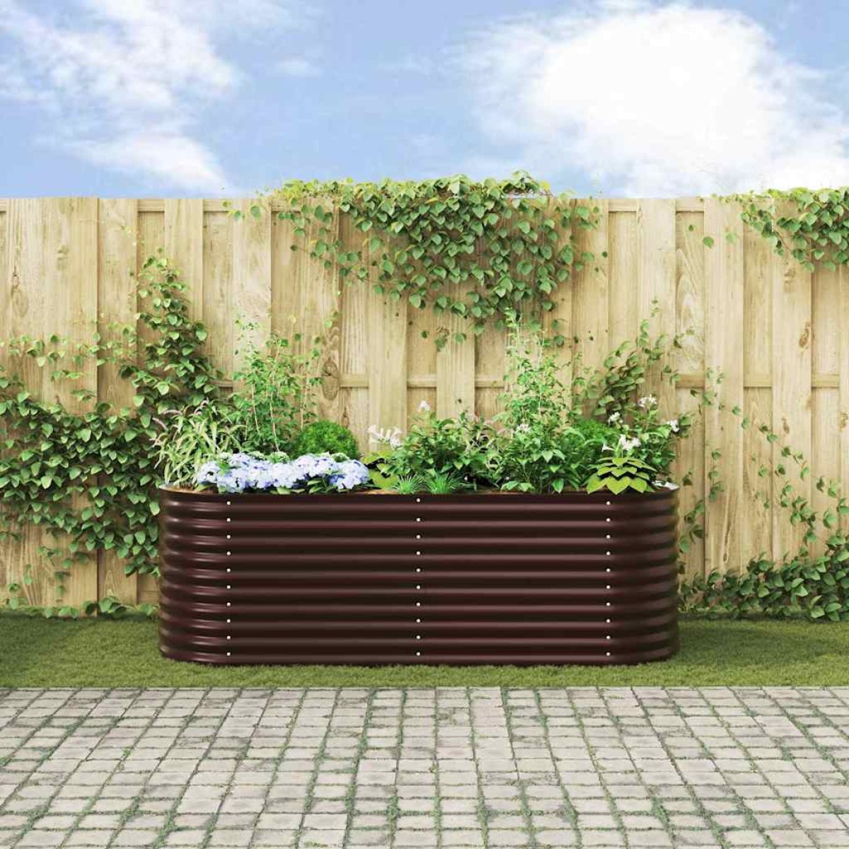 vidaXL Ανεβασμένο Κρεβάτι Καφέ 240 x 80 x 81 cm Ατσάλι
