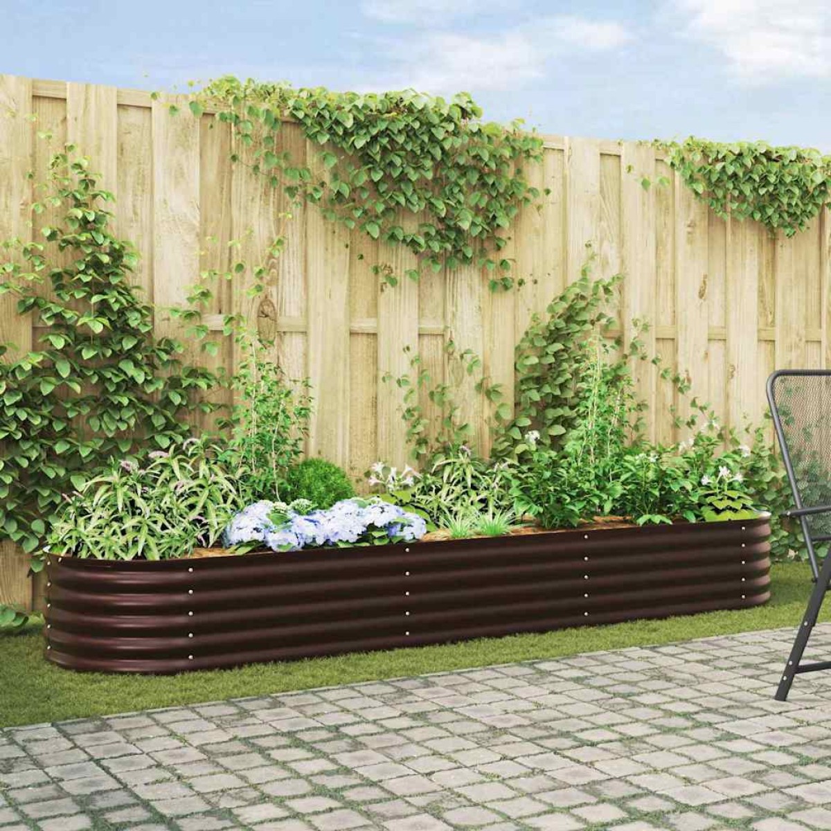vidaXL Ανεβασμένο Κρεβάτι Καφέ 320 x 80 x 44 cm Ατσάλι