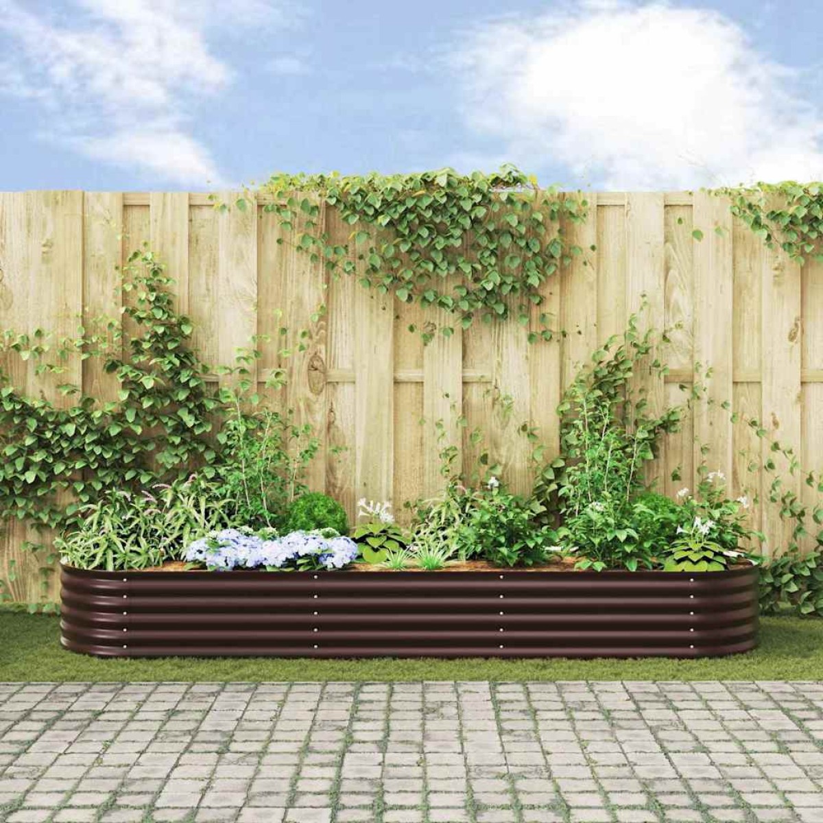 vidaXL Ανεβασμένο Κρεβάτι Καφέ 320 x 80 x 44 cm Ατσάλι