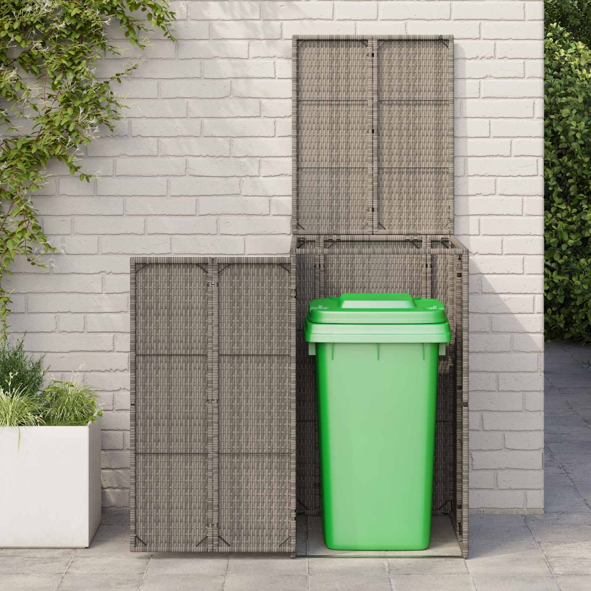 vidaXL Κουτί Κάδου Σκύλου Γκρι 65 x 80 x 115 εκ. Πολυαιθυλένιο