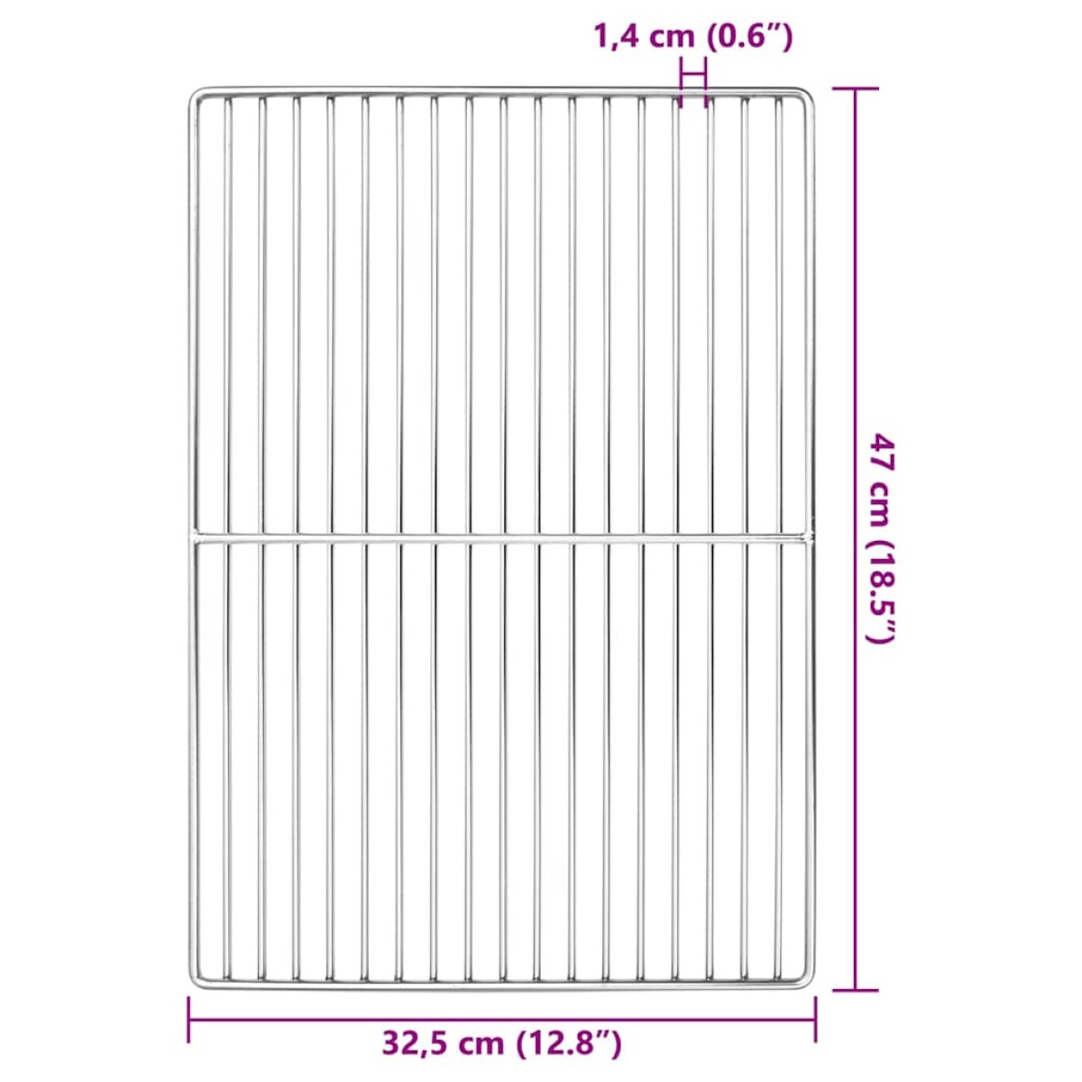 vidaXL Σχάρα ψησίματος Ασημί 47 x 32,5 εκ Ανοξείδωτο ατσάλι
