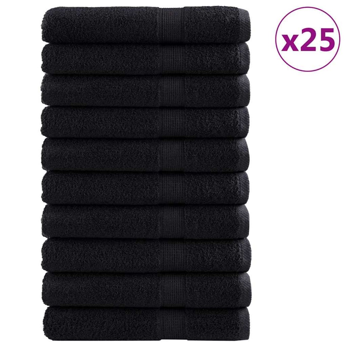 vidaXL Πετσέτα Επισκεπτών SOLUND 25 τμχ. Μαύρο 100 x 200 cm 550 gsm