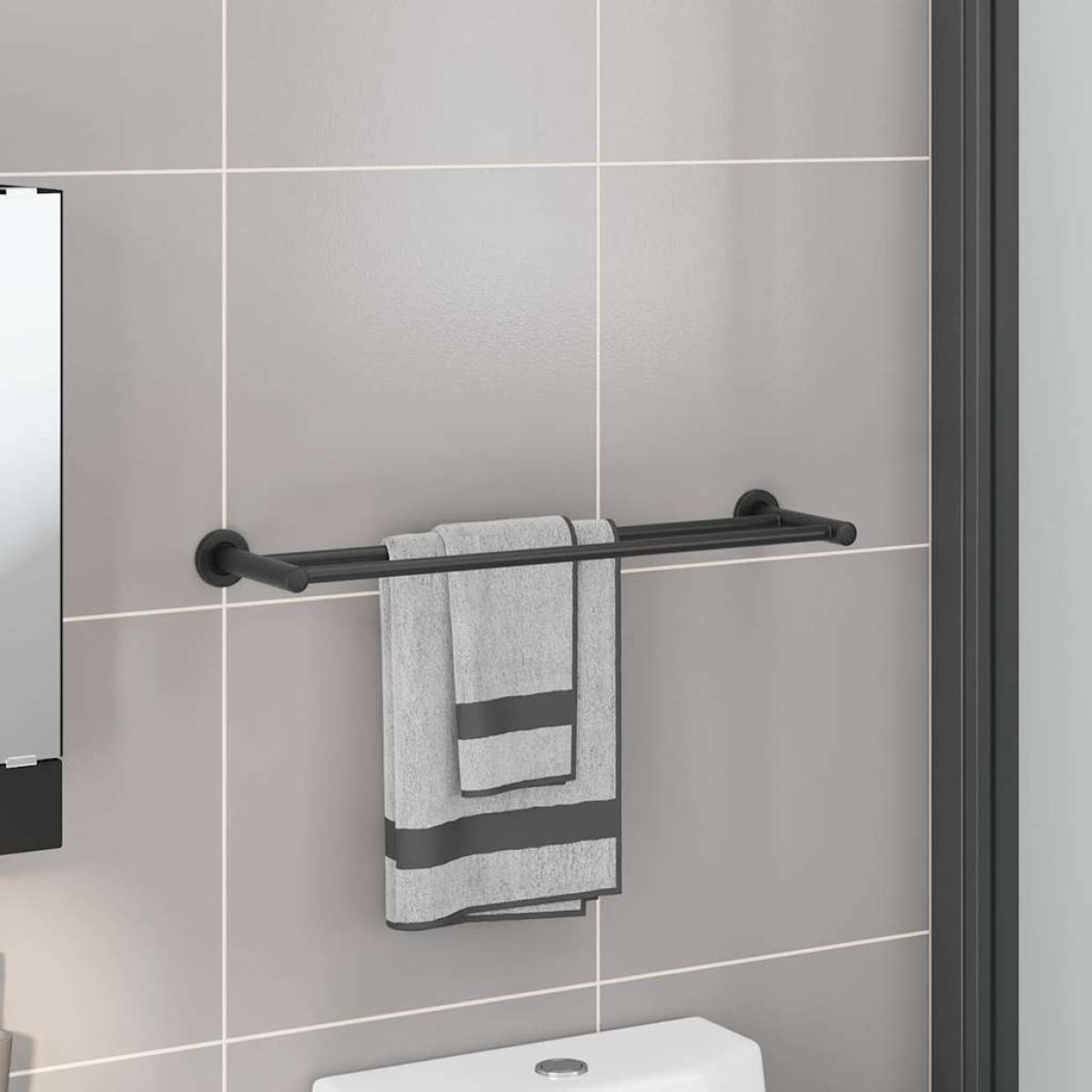 vidaXL Ράφι Πετσέτας Μαύρο 61 x 14,5 x 5 εκ Ανοξείδωτο ατσάλι