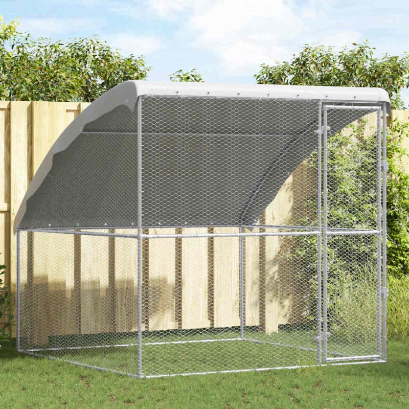 vidaXL Κλουβί για κότες Ασημί 2 x 2 x 2 m Επικαλυμμένος Χάλυβας