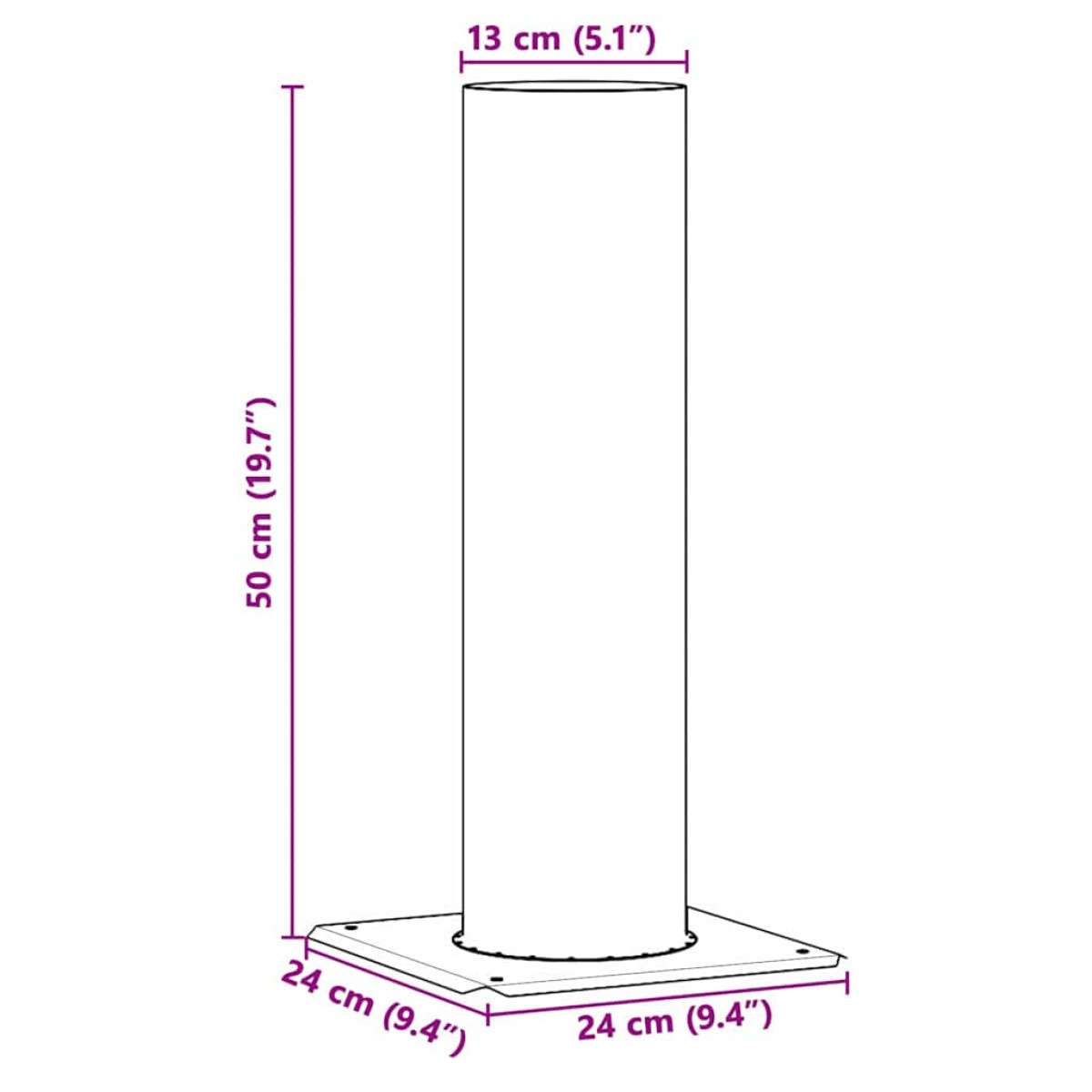 vidaXL Επέκταση Κεφαλής Καμινάδας Ασημί 24 x 24 x 50 εκ.