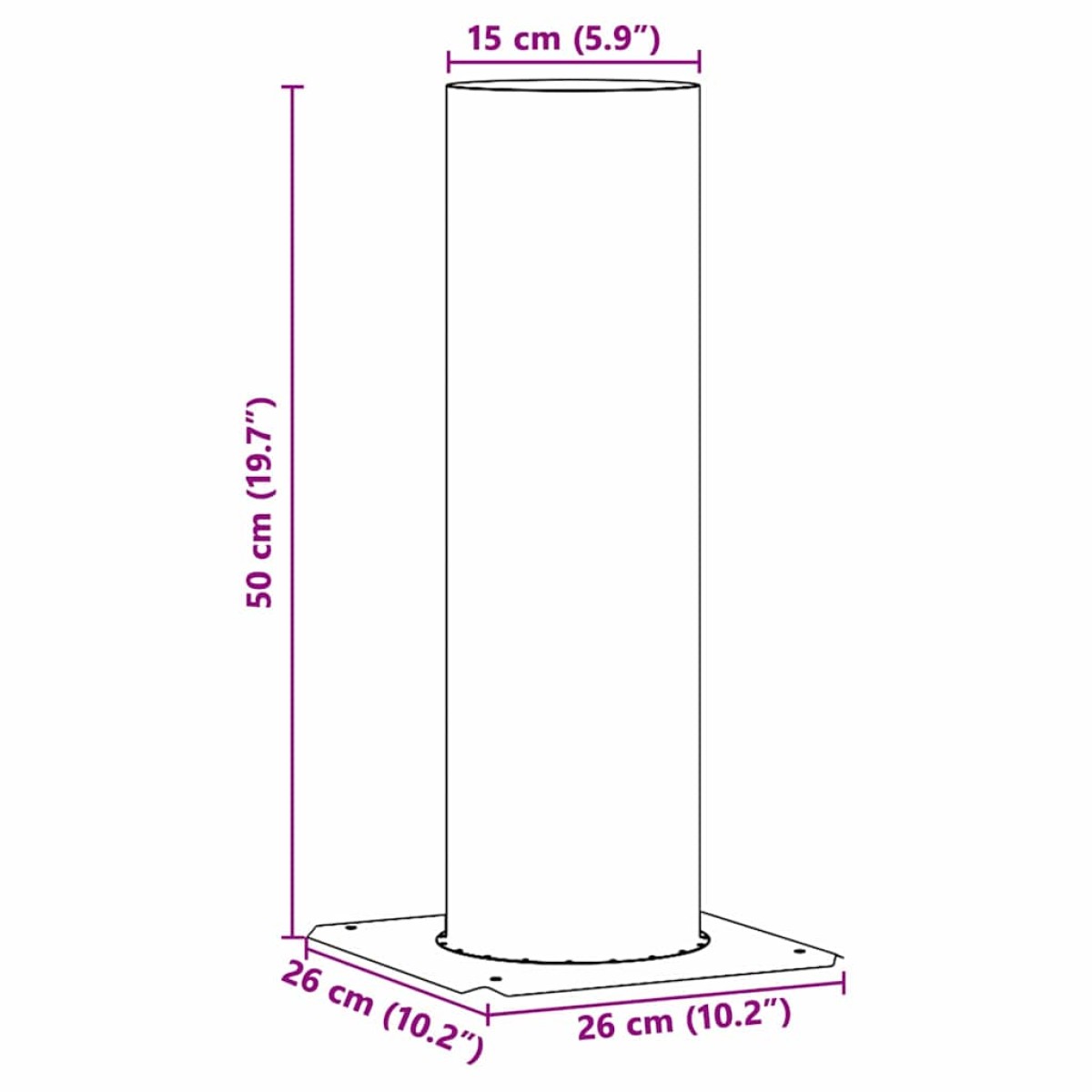 vidaXL Επέκταση Κεφαλής Καμινάδας Ασημί 26 x 26 x 50 εκ.