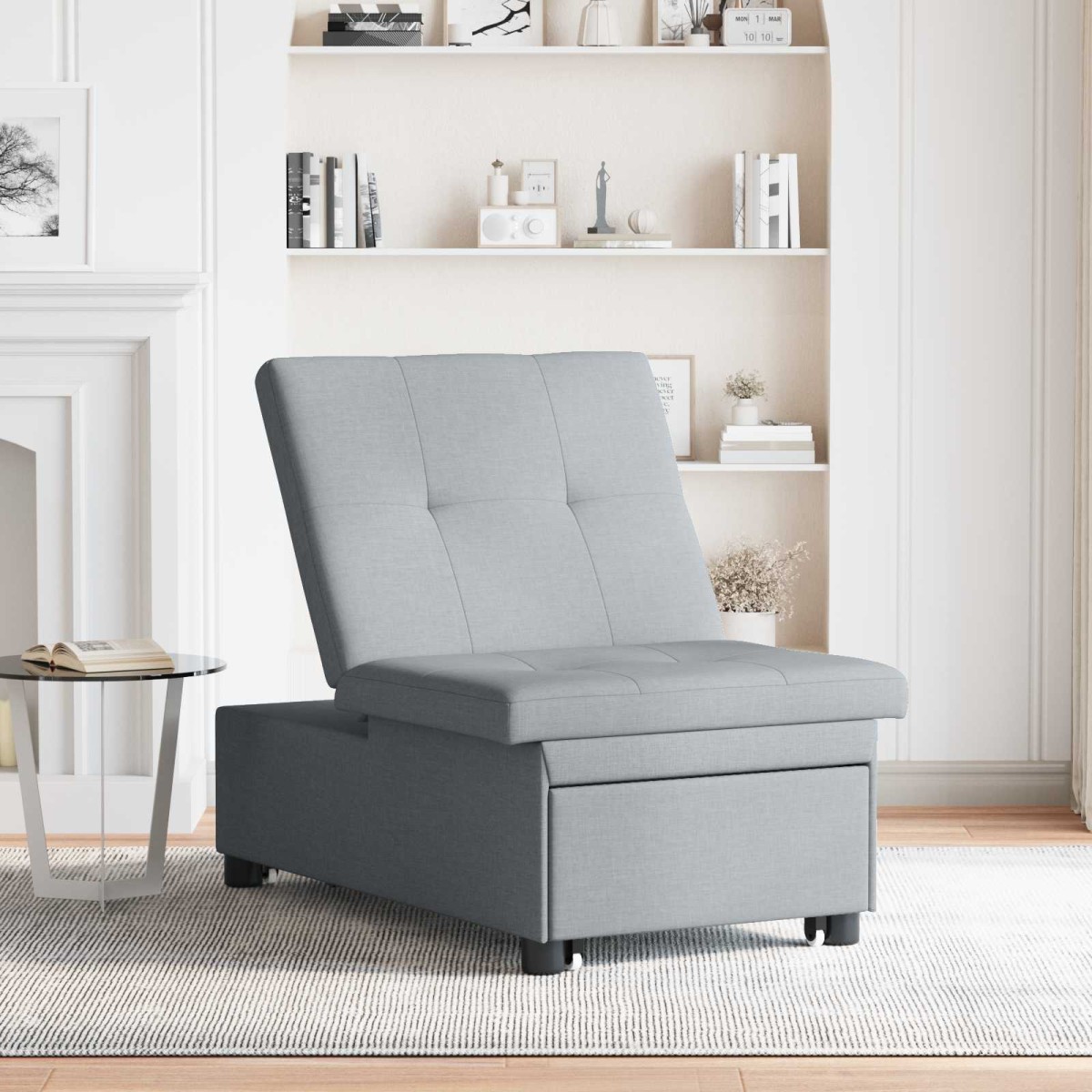 vidaXL Καναπές Κρεβάτι Ανοιχτό γκρι 194 x 50 x 82 εκ. ύφασμα