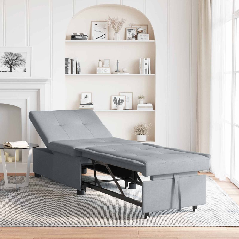 vidaXL Καναπές Κρεβάτι Ανοιχτό γκρι 194 x 50 x 82 εκ. ύφασμα