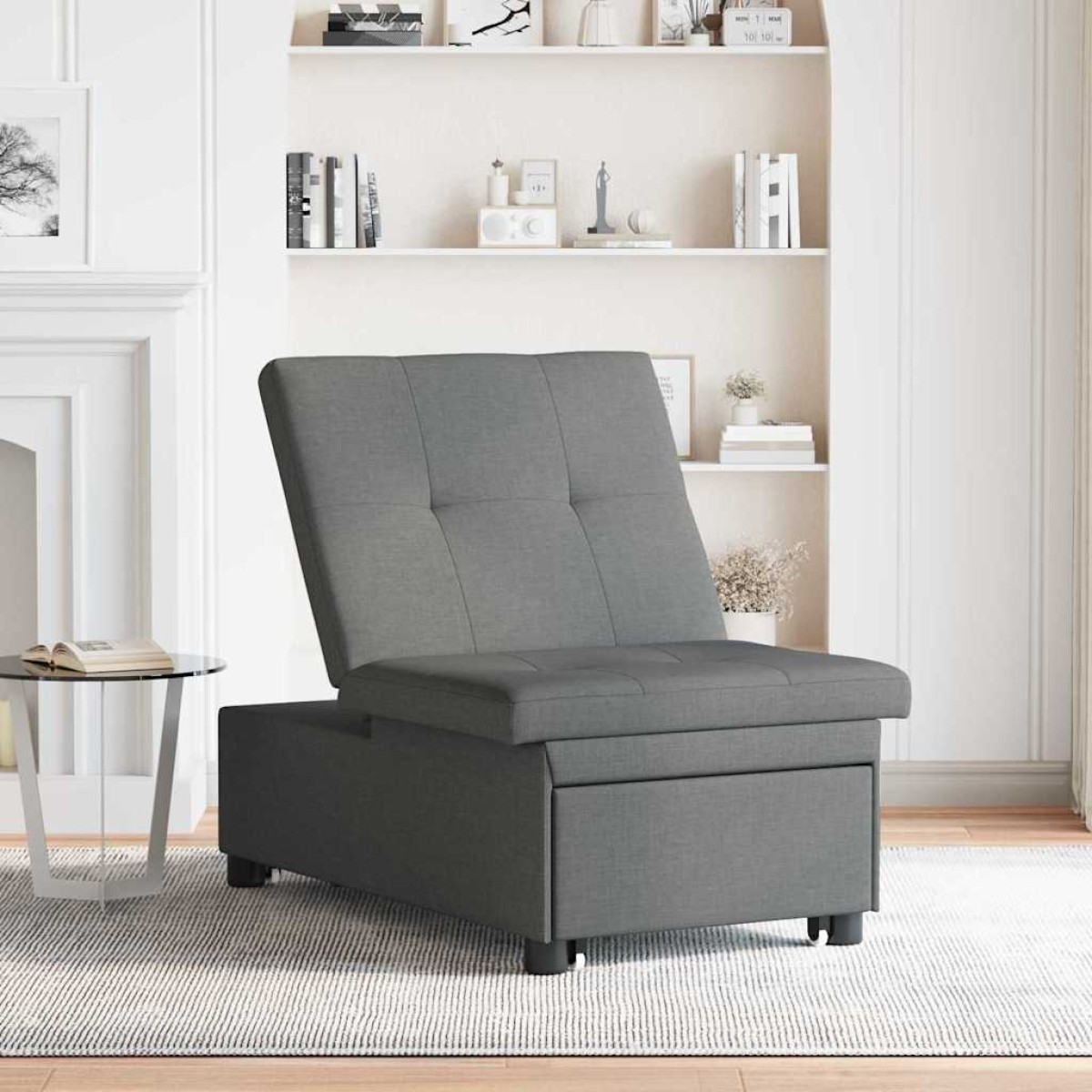 vidaXL Καναπές Κρεβάτι Σκούρο Γκρι 194 x 50 x 82 εκ. ύφασμα