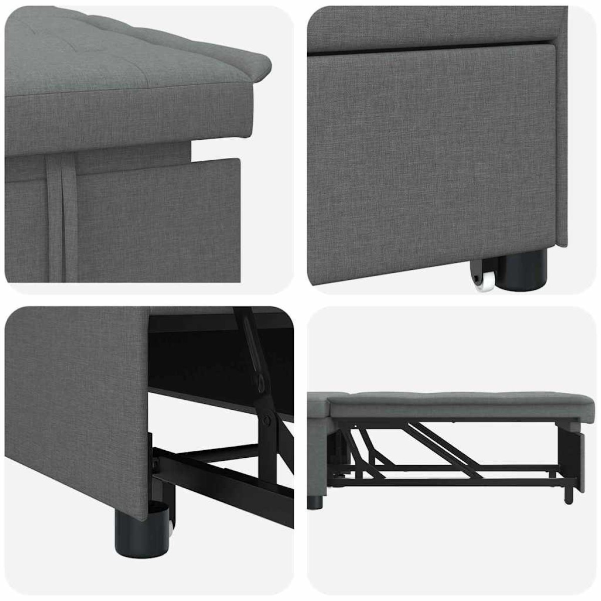 vidaXL Καναπές Κρεβάτι Σκούρο Γκρι 194 x 50 x 82 εκ. ύφασμα