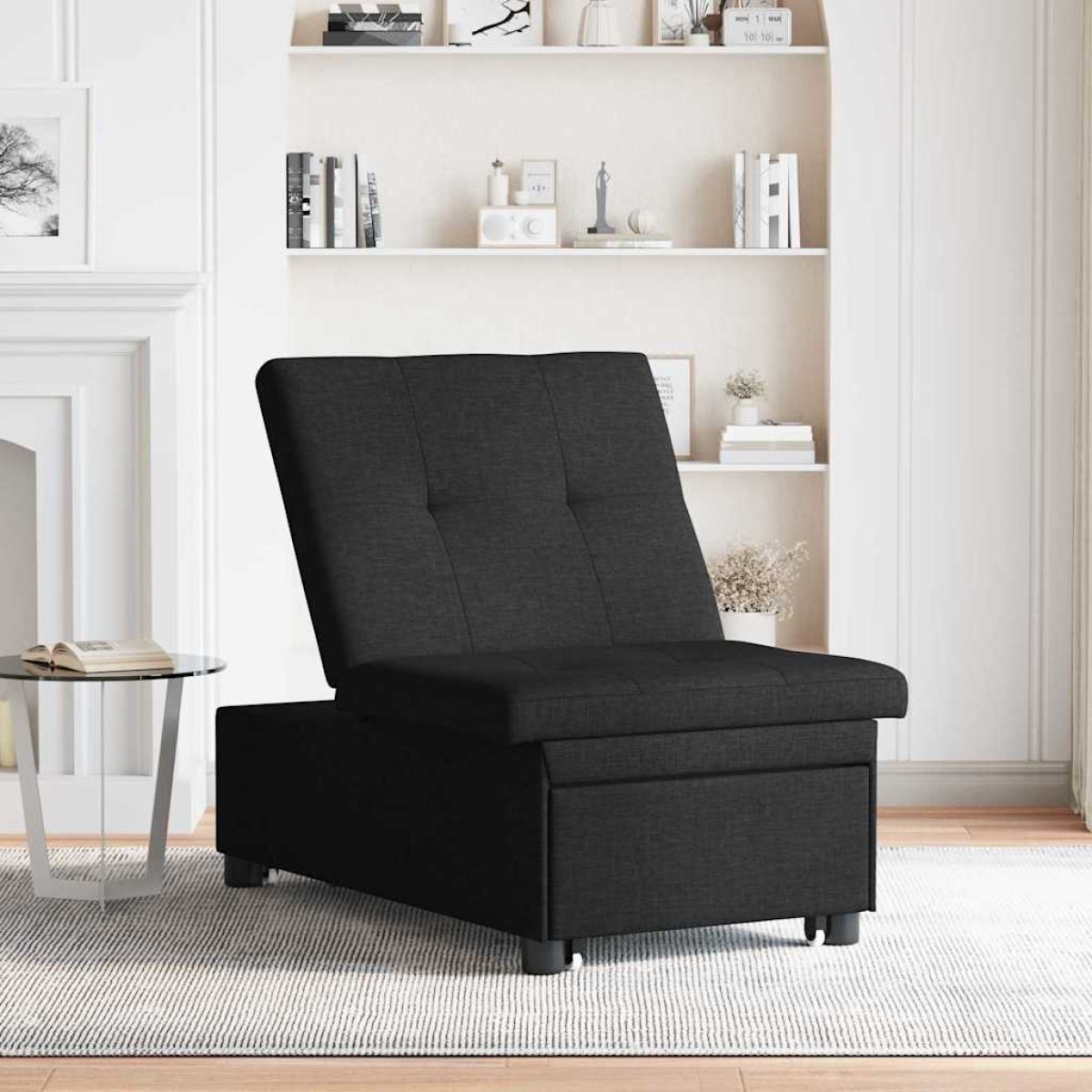 vidaXL Καναπές Κρεβάτι Μαύρο 194 x 50 x 82 εκ. ύφασμα
